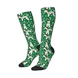 Mid Calf Athletic Socks for Men Women,Bedlington Terrier Dogs Green Novelty Over the Calf Tube Socks Casual Socks