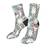 Oudrspo Unisex Socks Poodle Florals Blue Cute Standard White Poodle White Poodles Cute Poodle Best Poodle Men's Athletic Ankle Socks Cushion Running Socks Cotton Socks Crew Socks