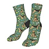 931 Walking Socks Airedale Terrier Toys Dog Breed Med Green Work Socks Classic Sports Socks Funky Socks For Work Gifts Yoga