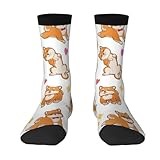 BeNtli Crew Socks, Compression Socks Casual Novelty Sports Socks 40CM Long For Unisex Cute Shiba Inu And Funny Dog Pattern