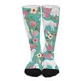 Novelty Crew Socks,Great Pyrenees Floral Dog Casual Funny Dress Socks Mid Calf Sport Athletic Socks For Women Men