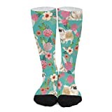 Work Socks 50Cm Tibetan Spaniel Flower Dog Flower Dog Cute Dog Blue Crew Socks Multi Coloured Fun Socks Novelty Golf Socks For Halloween, Mother'S Day, Christmas