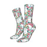 Oudrspo Unisex Socks Poodle Florals Blue Cute Standard White Poodle White Poodles Cute Poodle Best Poodle Men's Athletic Ankle Socks Cushion Running Socks Cotton Socks Crew Socks