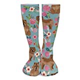 Sport Socks Chow Chow Flower Dog Crew Athletic Socks Breathable Calf Socks Funny Walking Socks For Sport Travel Work 50cm