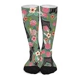 Novelty Crew Socks,Schnauzer Dog Floral Giant Schnauzer Casual Funny Dress Socks Mid Calf Sport Athletic Socks For Women Men