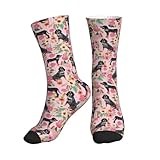 KWQDOZF Coonhound Floral Bluetick Coonhound Novelty Socks Athletic Socks Sport Running Calf Socks Crew Socks Above Ankle Men Wome Cotton Socks