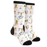 Men Women Crew Socks Yorkshire Terrier Terriers Dog Rose Pink Flower Cool Crazy Socks Casual Sports Socks Comfortable Warmer Socks For Hiking Climbing Walking