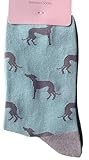 Purple Possum® Socks Greyhound Dog Socks Ladies Whippet Dogs Duck Egg Blue Grey Bamboo Cotton Blend Greyhounds Womens Size 3-7