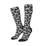 Mid Calf Athletic Socks for Men Women,Bedlington Terrier Dogs Charcoal Novelty Over the Calf Tube Socks Casual Socks
