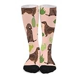 Novelty Crew Socks,Irish Setter Cactus Southwest Dog Peach Casual Funny Dress Socks Mid Calf Sport Athletic Socks For Women Men