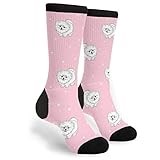 Men Women Crew Sports Socks Cute White Pomeranian Puppy Athletic Crew Socks Anti Blister Walking Socks Thick Fun Dress Socks For Hiking Climbing Walking