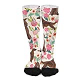 Zltegako Unisex Funny Crew Socks,Irish Setter Floral Flowersog Cream Mid Calf Dress Socks Sports Socks Athletic Long Tube Stockings for Men Women