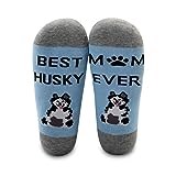 MBMSO Husky Mom Sock Funny Husky Gift 2 Pair Best Husky Mom Ever Sock Lover Gift, 2 Pairs Husky Mom Socks, Large
