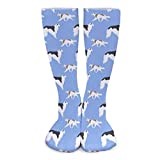 Crew Athletic Socks Borzoi Blue Sport Socks Funny Running Socks Casual Walking Socks For Hiking Work Travel 50cm
