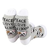 PLITI Bulldog Socks Bulldog Lover Gift Peace Love Bulldogs Gift For Women Bulldog Mom Gift Bulldog Owner Gift Dog Lover Gift (Peace Love Bulldogs SocksU)