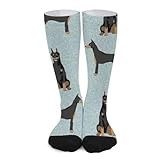 Novelty Crew Socks,Doberman Pinscher Dog Breed Casual Funny Dress Socks Mid Calf Sport Athletic Socks For Women Men