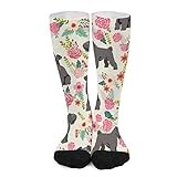 Mens Socks 50Cm Kerry Blue Terrier Flower Dog Flower Dog Flower Dog Cream Crew Socks Premium Fun Socks Fancy Novelty Long Socks For Hiking, Winter, Christmas