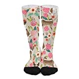 Thick Socks 50Cm Norwegian Lundehund Flower Dogs And Flowers Design Long Socks Wicking Work Socks Breathable Ski Sock For Child, Aldult, Valentine'S Day