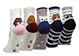 Cansok Women Animal Novelty Dress Crew Dog Socks (Dog Chihuahua Labrador - 5 pairs)