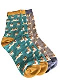 Purple Possum® Jack Russell Socks Ladies 2 Pair Pack Dog Print Terrier Bamboo Cotton Blend Grey Teal Mustard Yellow Jack Russells Sock