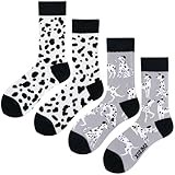 Angelteers Cute Cartoon Animal Crew Socks Novelty Funny Casual Cotton Calf Socks, Dalmatian, One size