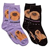 Foozys Unisex Crew Socks | Canine Small Dog Breed Novelty Socks (2 Pair) (Pekingese)