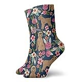 Unedskck Hiking Socks Brussels Griffon Florals Dog Womens Crew Socks All Season Soft Cotton Socks