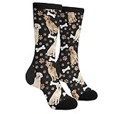 WILL BUDXEG Casual Funny Funky Novelty Fashion Comfortable Socks For Men Women Crazy Dress, Black Labrador Yellow Lab Dog Paw Bone Retriever, 1