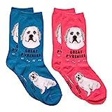 Foozys Unisex Fun Crazy Crew Socks 2 Pairs | Canine Dog Collection | Great Pyrenees, Great Pyrenees