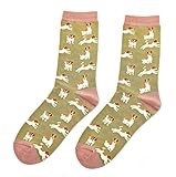 LilyRosa Womens Jack Russell Terrier Dog Socks Green Dogs 3-7 Bamboo Mix 1 Pair Ladies