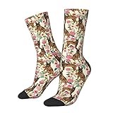 Belgian Malinois Floral Dog Design Novelty Socks Athletic Socks Sport Running Calf Socks Crew Socks Above Ankle Men Wome Cotton Socks