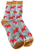 Purple Possum® Scottie Dog Socks Ladies Scottish Terrier Cute Dogs Cotton Bamboo Blend (Blue) One Size