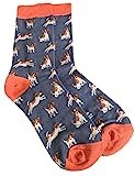 Purple Possum® Socks Jack Russell Dog Print Ladies Blue Orange Soft Bamboo Cotton Blend Terrier Dogs Sock Gift Idea (Blue)