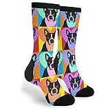 Wpamlrta Unisex Socks Cartoon Boston Terriers Bulldog Running Socks Men Women Casual Socks Funny Funky Novelty Crew Tube Socks