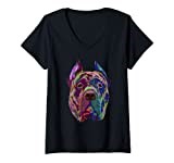 Womens Colorful Dog Perro De Presa Canario V-Neck T-Shirt