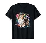 Men Woman Colorful Watercolor Shetland Sheepdog T-Shirt