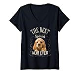Womens Best Spaniel Mom Ever Funny American Cocker Spaniel Gifts V-Neck T-Shirt