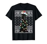 Xmas Lighting Santa Hat Ugly Giant Schnauzer Christmas T-Shirt